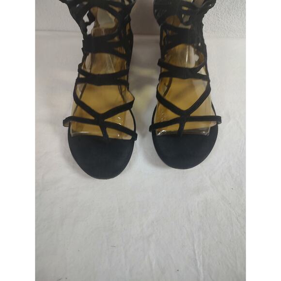 Jimmy Choo London Womens Black Suede Gladiator Sandals Made in Italy Size 39 1/2 - Picture 2 of 12
